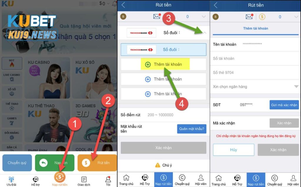 Hướng dẫn rút tiền tại nhà cái Kubet 